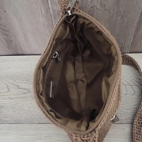 The Sak Taupe Handmade Crocheted Knit Woven Boho‎ Shoulder Bag - Picture 6 of 12